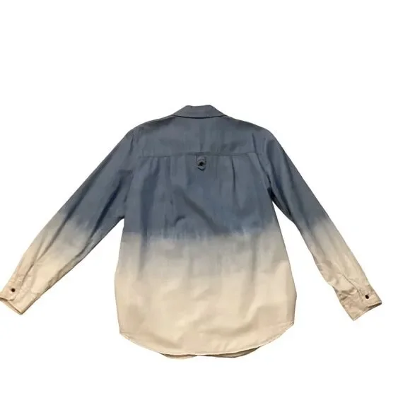 Maurices Women's Size M Blue Ombré Button-Up Tunic Top Long Sleeve Casual - Picture 9 of 10